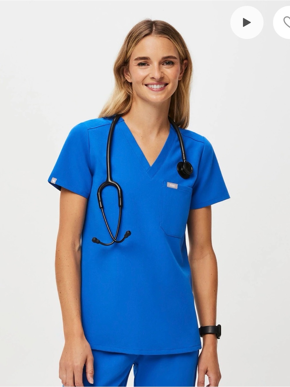 FIGS Women's V-Neck Scrub Top in Royal Blue